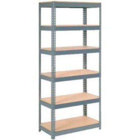 GLOBAL EQUIPMENT Extra Heavy Duty Shelving 36"W x 12"D x 72"H With 6 Shelves, Wood Deck, Gry 717150